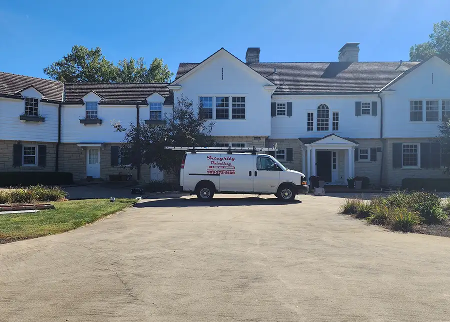 Integrity Painting & Drywall - Bloomington, IL - Exterior Painting job, company truck in the foreground