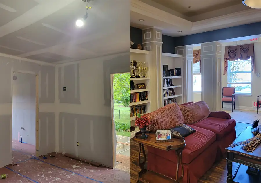 Integrity Painting & Drywall - Drywall installation and finishing, images side by side - Bloomington, IL